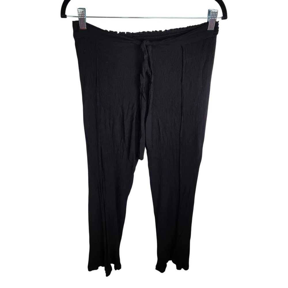 BECCA Cover Up Split Leg Pants Size Medium Black Tie Front Beach Pool Cruise